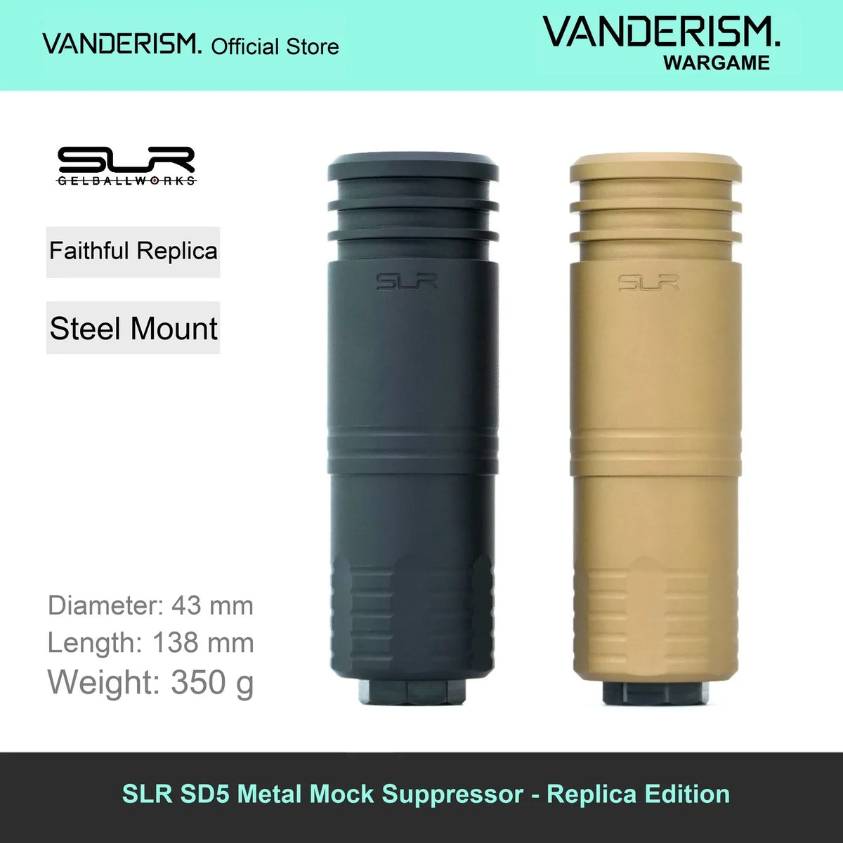 SLR NOTAS SD5 Faux Suppressor 14mm CCW | Gel Blaster WGG WGB Airsoft (Pre-Order 50 Hari)