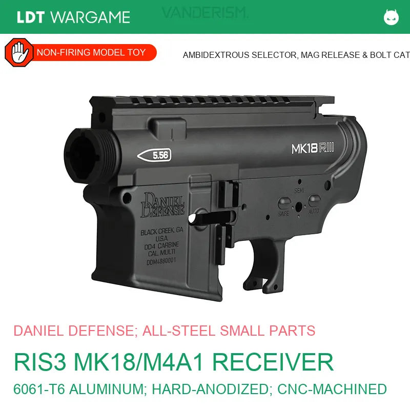 LDT DD RIS3 MK18 / M4A1 CNC 6061T6 Aluminum-Alloy Model Receiver (Pre-Order 50 Hari)