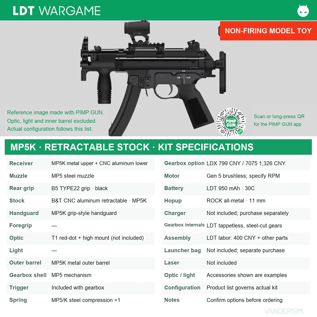 LDX MP5K Assembled Gel Blaster with LS5 Modernized Lower Receiver, Gen 2 LDX / 7075 3.0 Expert-Control Gearbox (Pre-Order 50 Hari)