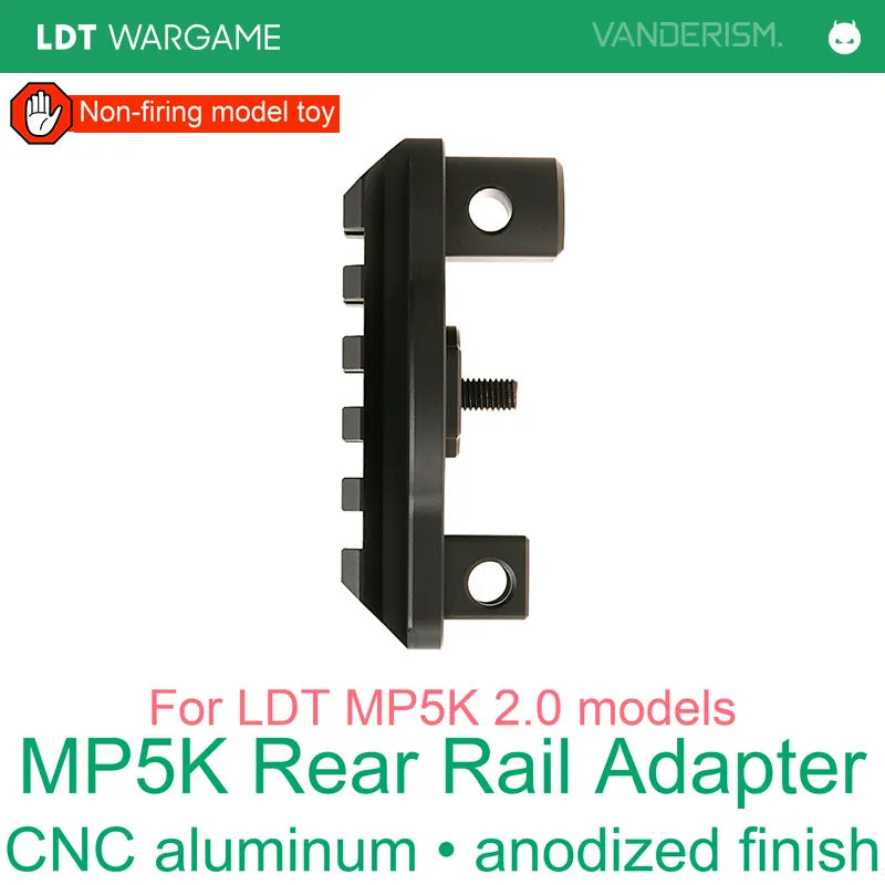 MP5K 2.0 CNC Hard-Anodized Aluminum Rear Rail Adapter for Toy Models (Pre-Order 50 Hari)