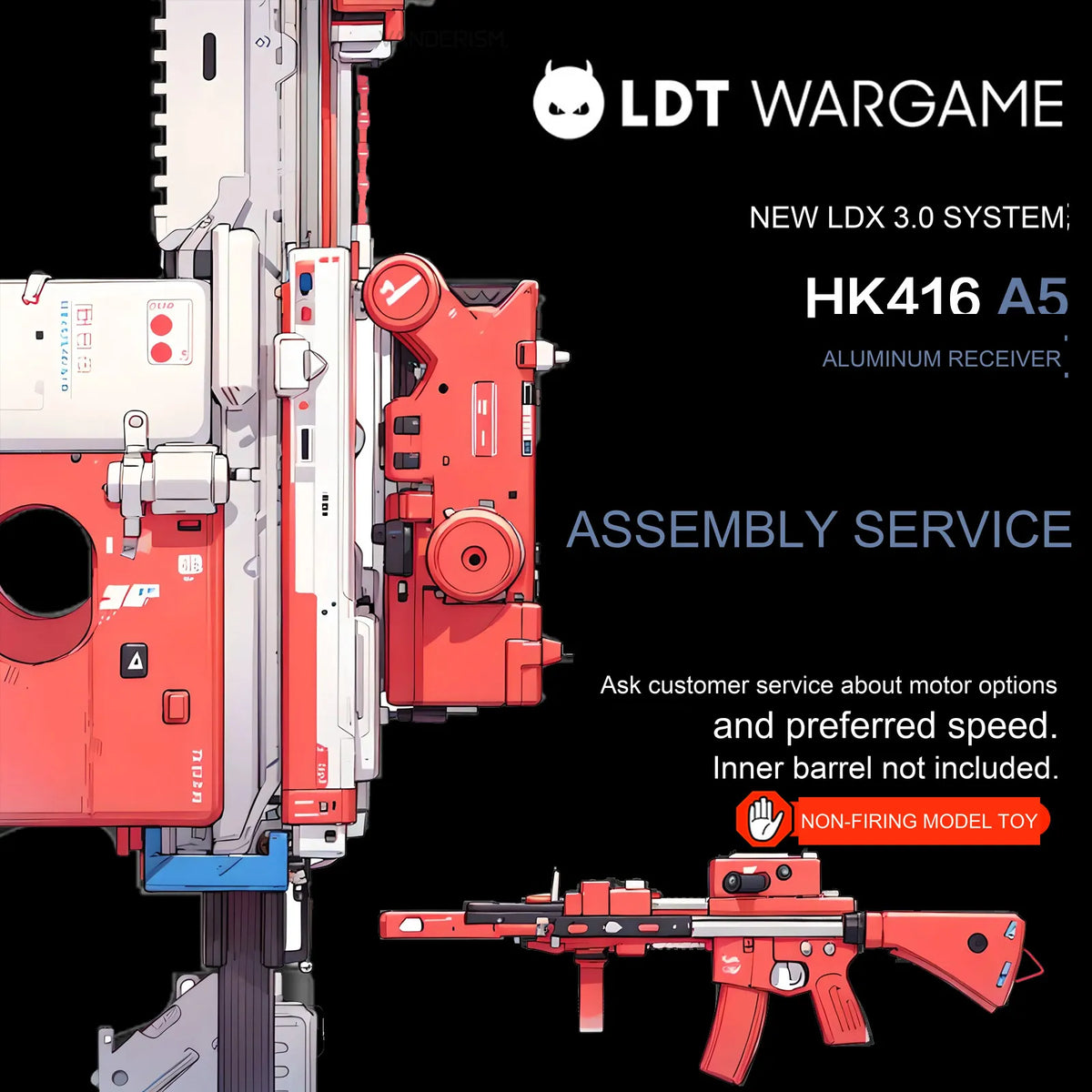 LDX HK416 A5 Assembled Gel Blaster, Gen 2 LDX Gearbox / Pressure-Feed Magazine Version, from 5583 (Pre-Order 50 Hari)