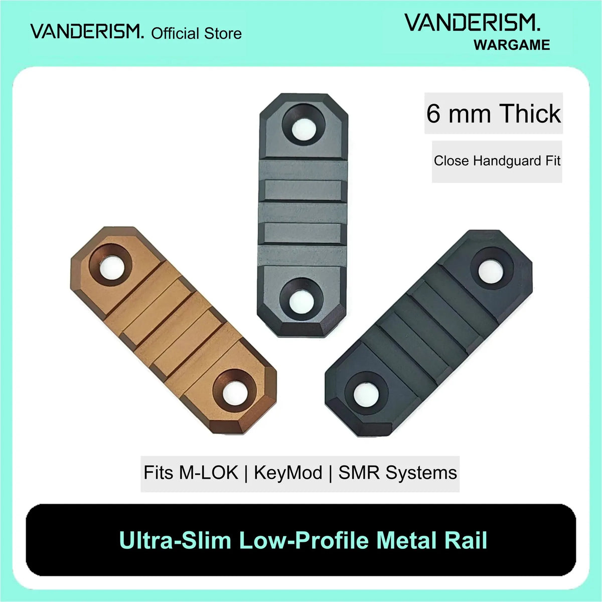 Slim 20mm CNC Rail Sections M LOK KeyMod and SMR (Pre-Order 50 Hari)