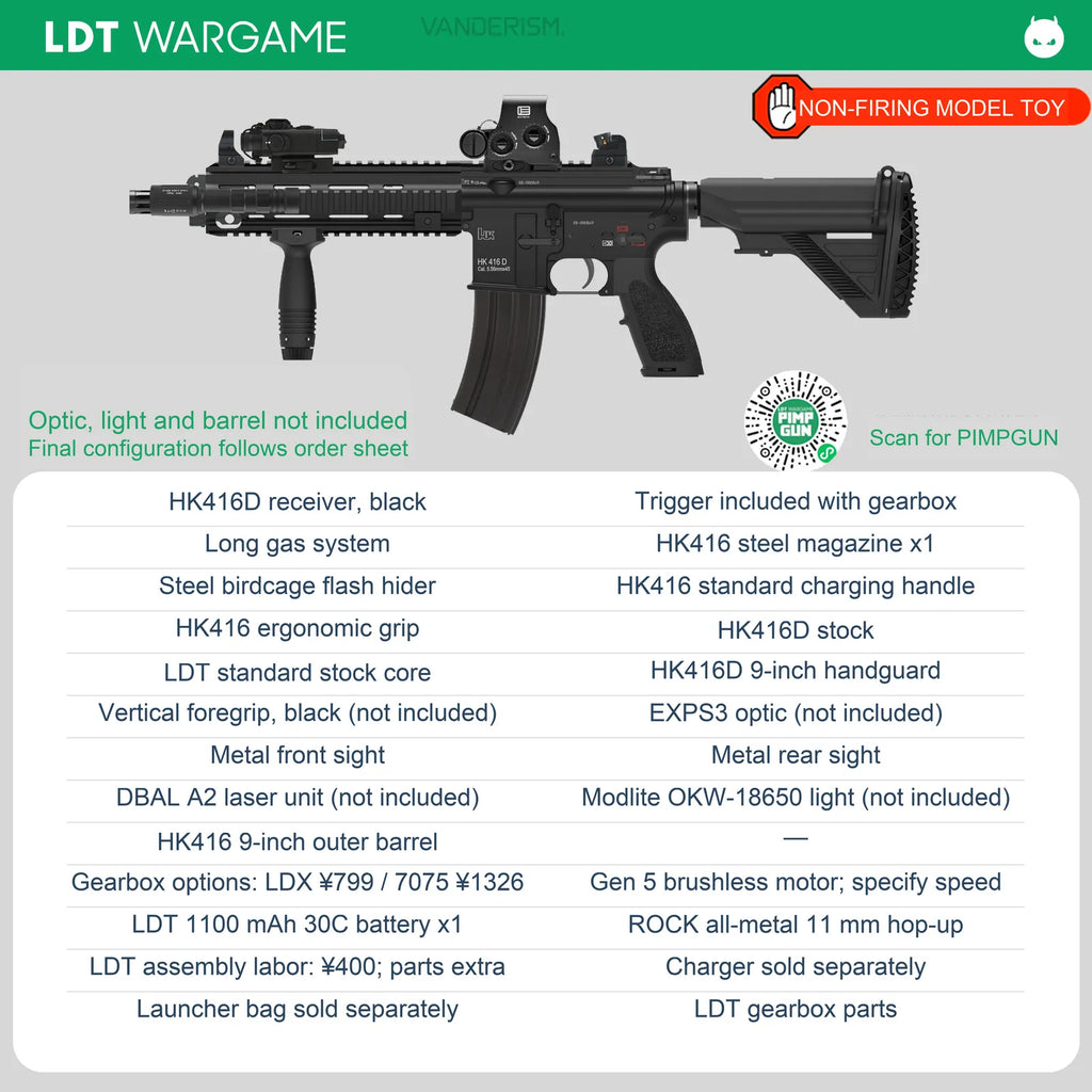 LDX HK416D Plus / HK416C Plus Assembled Gel Blaster with Gen 2 LDX Gearbox, from 4403 (Pre-Order 50 Hari)