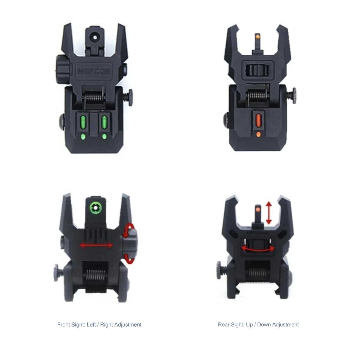 MGPCQB ARMOR Glow Fiber Optic Flip Up Sights | Gel Blaster WGG WGB Airsoft (Pre-Order 50 Hari)
