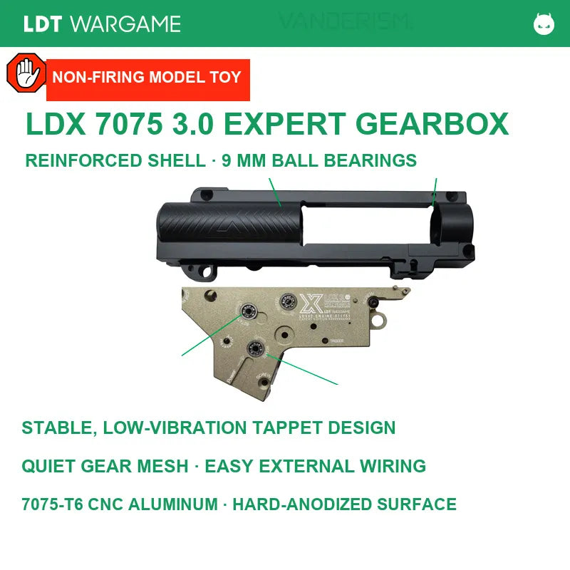 LDX 3.0 Expert CNC 7075 Aluminum Externally Wired Gearbox Shell and Internal Kits (Pre-Order 50 Hari)