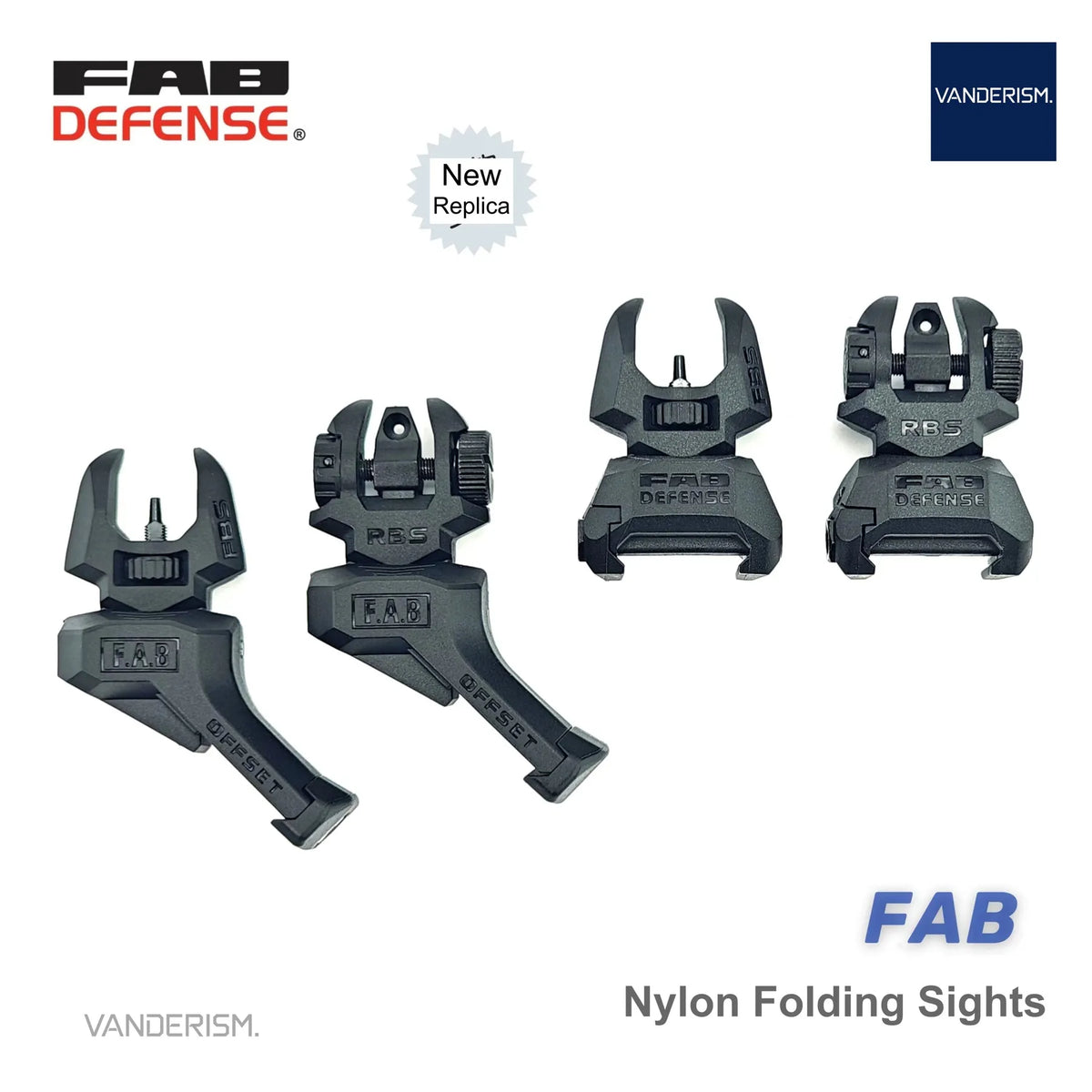 FAB DEFENSE Nylon and 45 Degree Offset Sights | Gel Blaster WGG WGB Airsoft (Pre-Order 50 Hari)