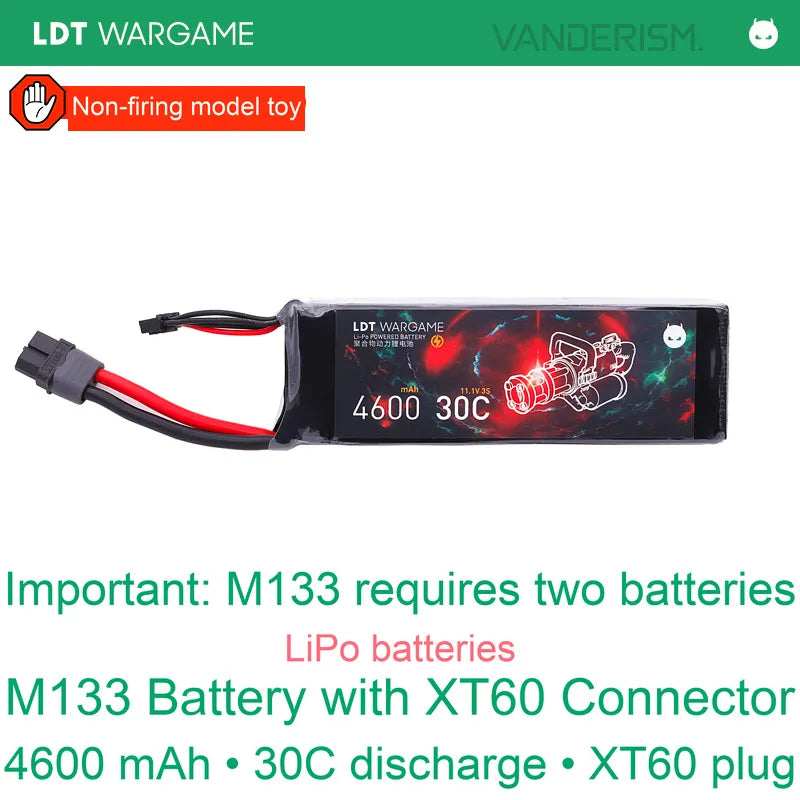 LDT M133 Gatling Model Battery, 4600mAh, XT60 Connector (Pre-Order 50 Hari)