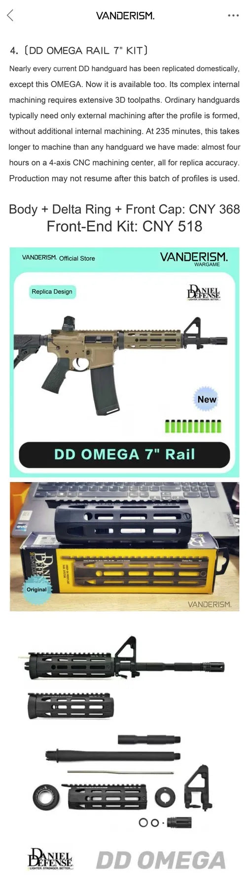 DD OMEGA Metal Handguard | Gel Blaster WGG WGB Airsoft (Pre-Order 50 Hari)