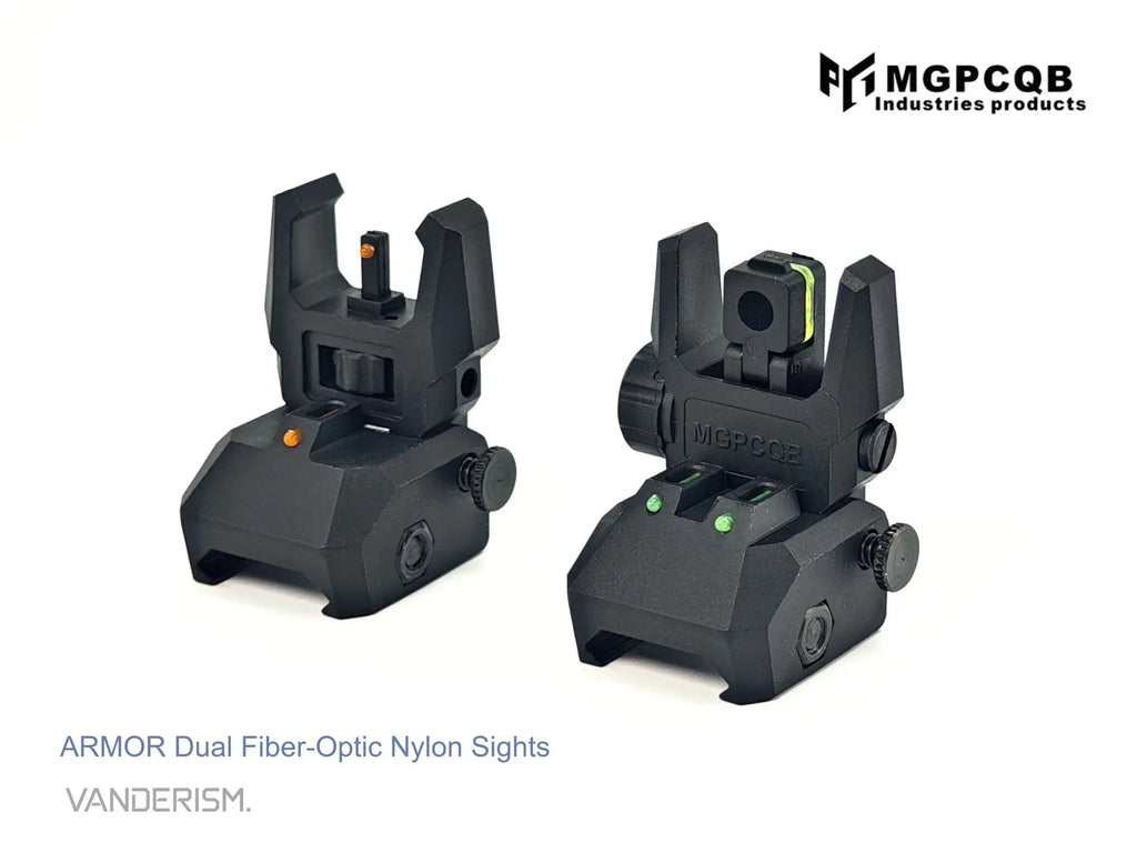 MGPCQB ARMOR Glow Fiber Optic Flip Up Sights | Gel Blaster WGG WGB Airsoft (Pre-Order 50 Hari)