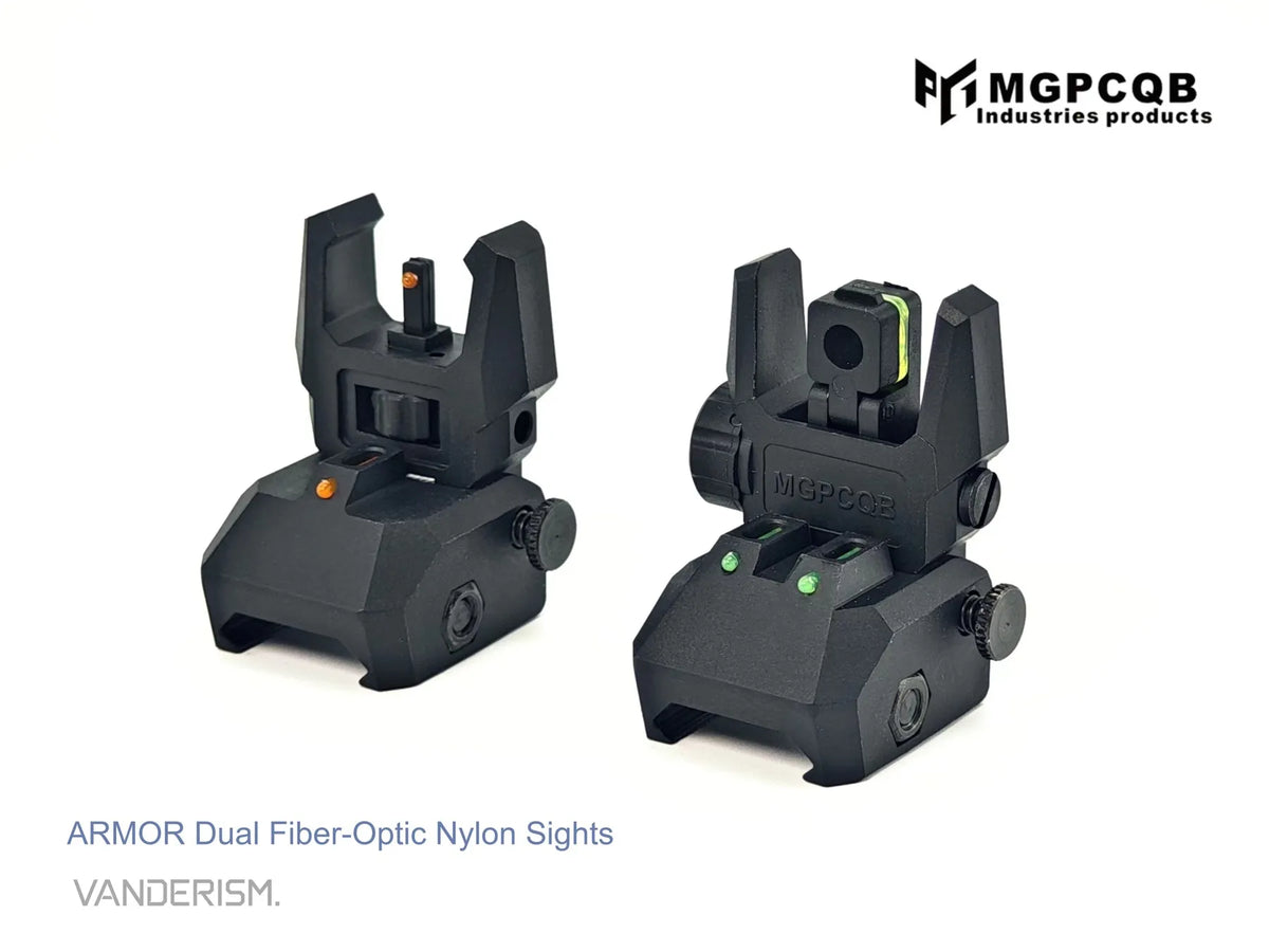 MGPCQB ARMOR Glow Fiber Optic Flip Up Sights | Gel Blaster WGG WGB Airsoft (Pre-Order 50 Hari)