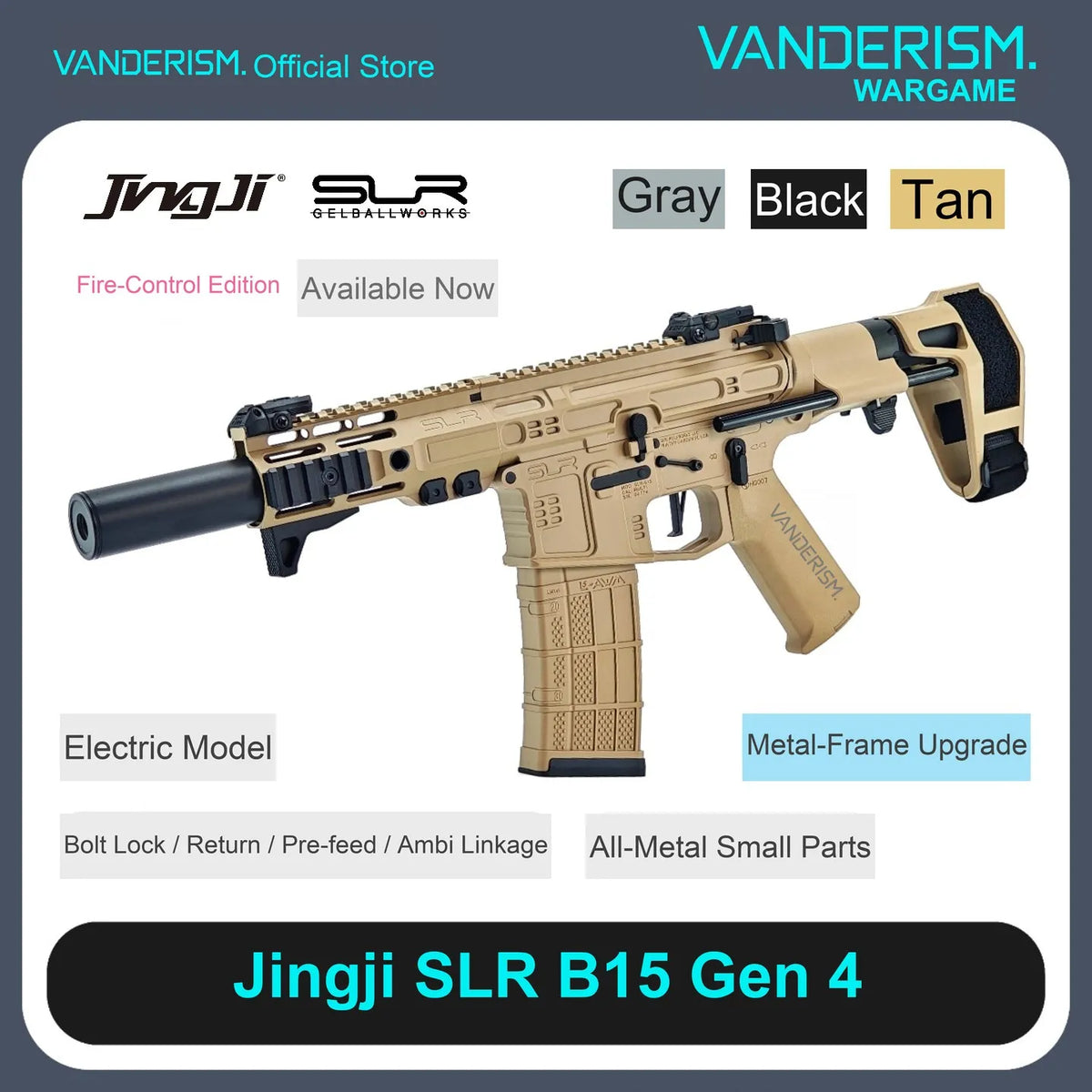 Jingji SLR B15 Gen 4 Gel Blaster with Electronic Fire Control | Water Gel Blaster WGG WGB (Pre-Order 50 Hari)