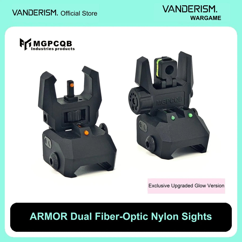 MGPCQB ARMOR Glow Fiber Optic Flip Up Sights | Gel Blaster WGG WGB Airsoft (Pre-Order 50 Hari)
