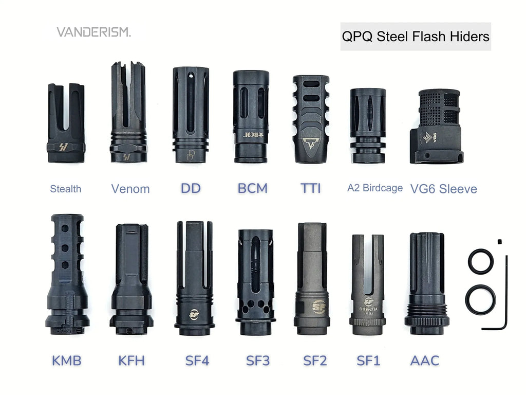 QPQ Steel Flash Hider Collection 14mm CCW (Pre-Order 50 Hari)