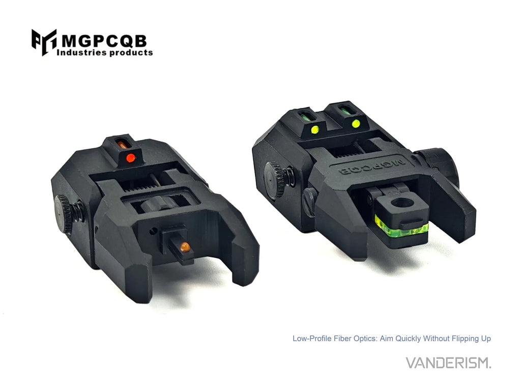 MGPCQB ARMOR Glow Fiber Optic Flip Up Sights | Gel Blaster WGG WGB Airsoft (Pre-Order 50 Hari)