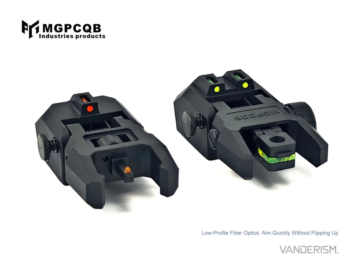 MGPCQB ARMOR Glow Fiber Optic Flip Up Sights | Gel Blaster WGG WGB Airsoft (Pre-Order 50 Hari)
