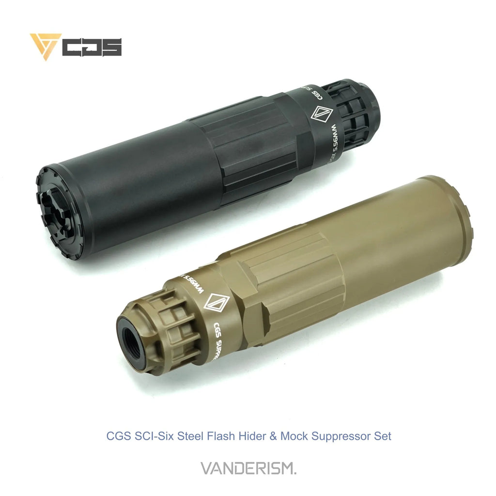 CGS SCI Six Steel Flash Hider and Mock Suppressor Set | Gel Blaster WGG WGB Airsoft (Pre-Order 50 Hari)