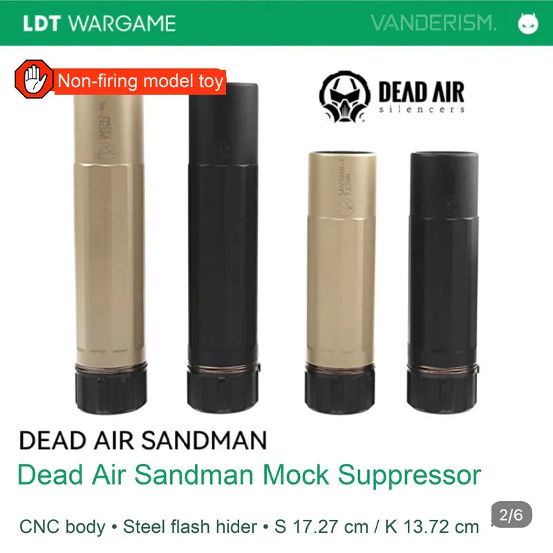DEAD AIR SANDMAN Decorative Suppressor, Enlarged-Bore Version with Steel Mock Muzzle Device (Pre-Order 50 Hari)