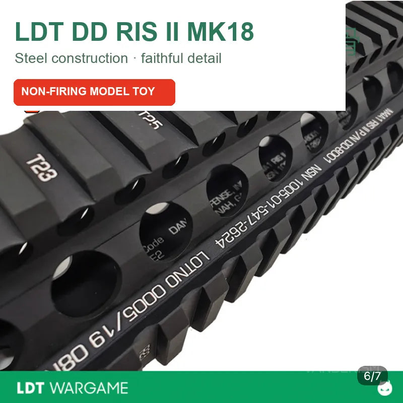 LDT DD RIS2 MK18 Replica Metal Rail Handguard, Hard-Anodized (Pre-Order 50 Hari)