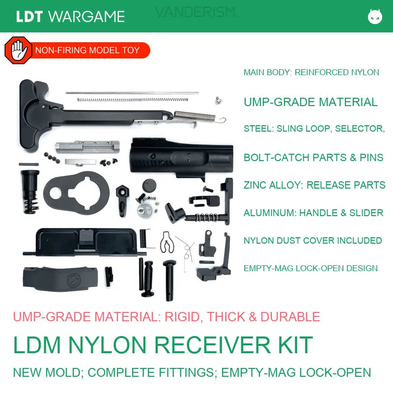 LDM Nylon Polymer Receiver with Full Small-Parts Set, UMP-Type Material, Competition Design (Pre-Order 50 Hari)