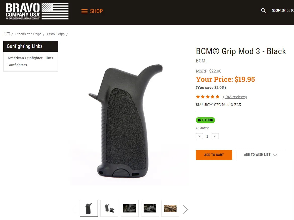 BCM MOD3 480 Motor Grip | Gel Blaster WGG WGB (Pre-Order 50 Hari)
