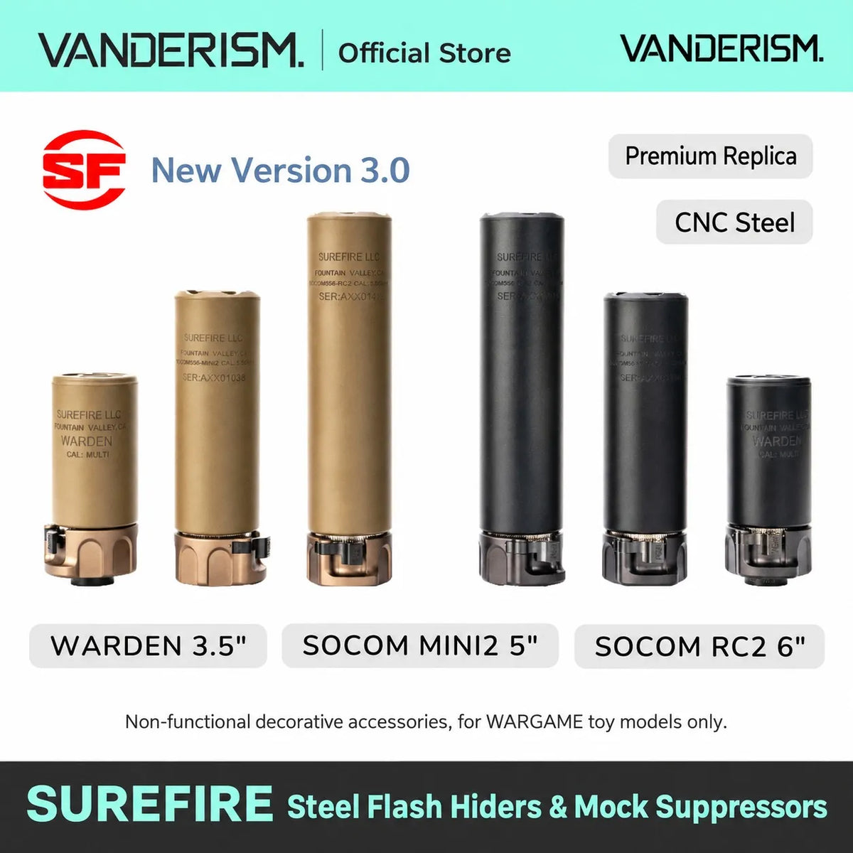 SUREFIRE WARDEN SOCOM MINI2 RC2 Muzzle Device Collection | Gel Blaster WGG WGB Airsoft (Pre-Order 50 Hari)