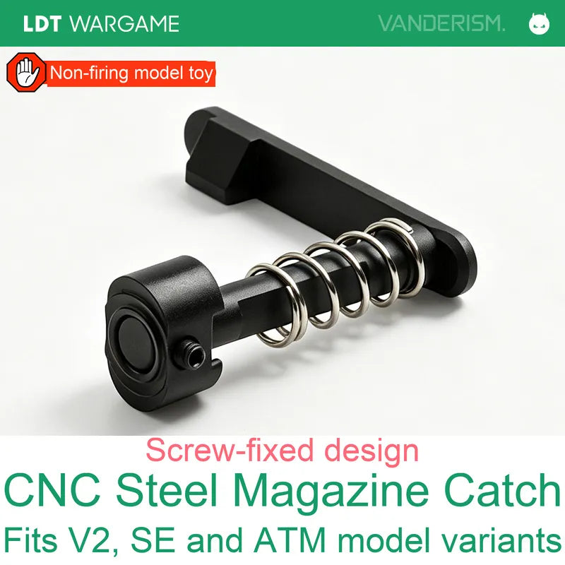 LDT CNC Steel Screw-Fixed Magazine Catch / Release for V2, SE and ATM Gearboxes (Pre-Order 50 Hari)