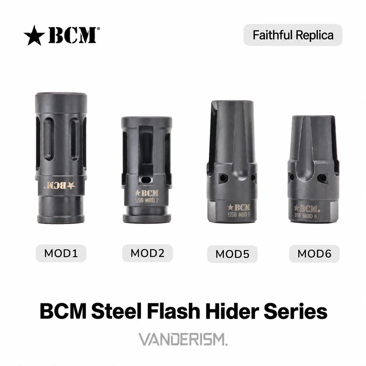 BCM MOD Steel Flash Hiders 14mm CCW | Gel Blaster WGG WGB Airsoft (Pre-Order 50 Hari)