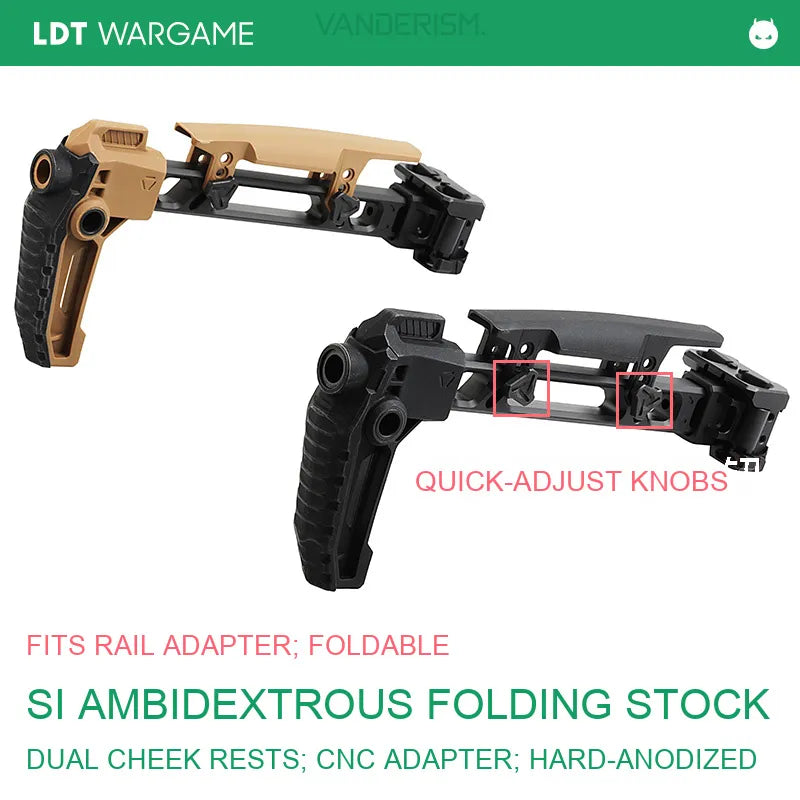LDT SI Dual-Direction Folding Stock, Two Butt Pads and Cheek Rest, Hard-Anodized Aluminum Rail Adapter and Stock Strut (Pre-Order 50 Hari)