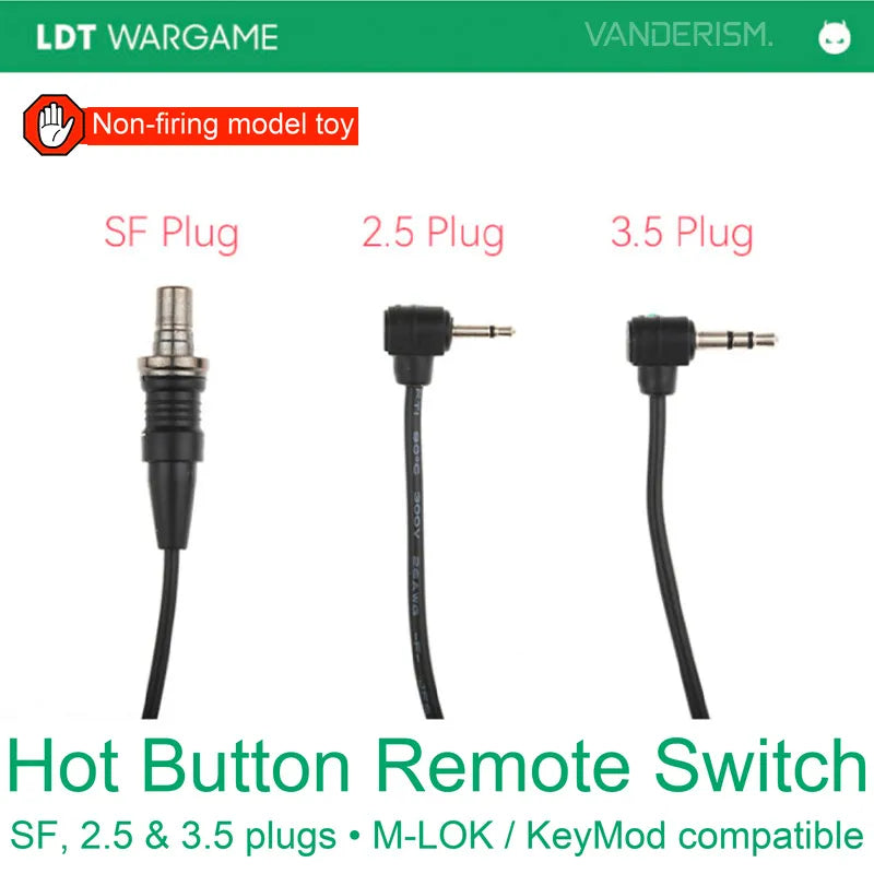 Hot Button Metal Remote Switch, MLOK / KEYMOD, Three Connector Types (Pre-Order 50 Hari)