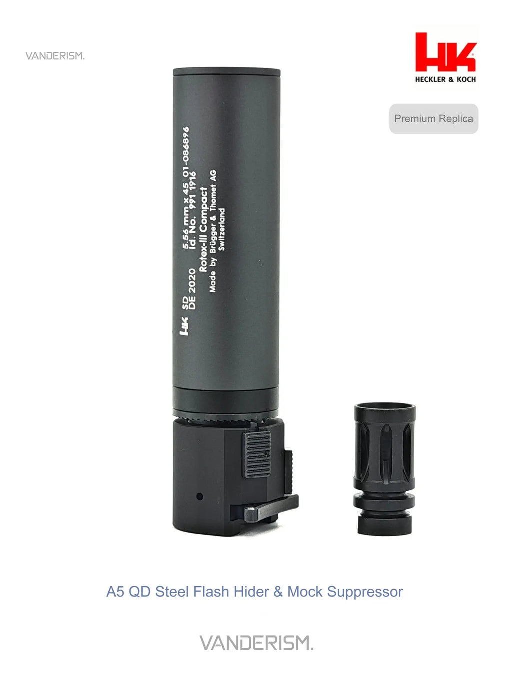 HK416 A5 Steel Flash Hider and QD Mock Suppressor Set | Gel Blaster WGG WGB Airsoft (Pre-Order 50 Hari)
