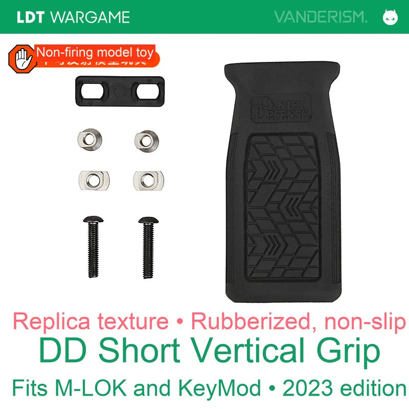 DD Rubber-Overmolded Short Vertical Foregrip Replica, MLOK / KEYMOD (Pre-Order 50 Hari)