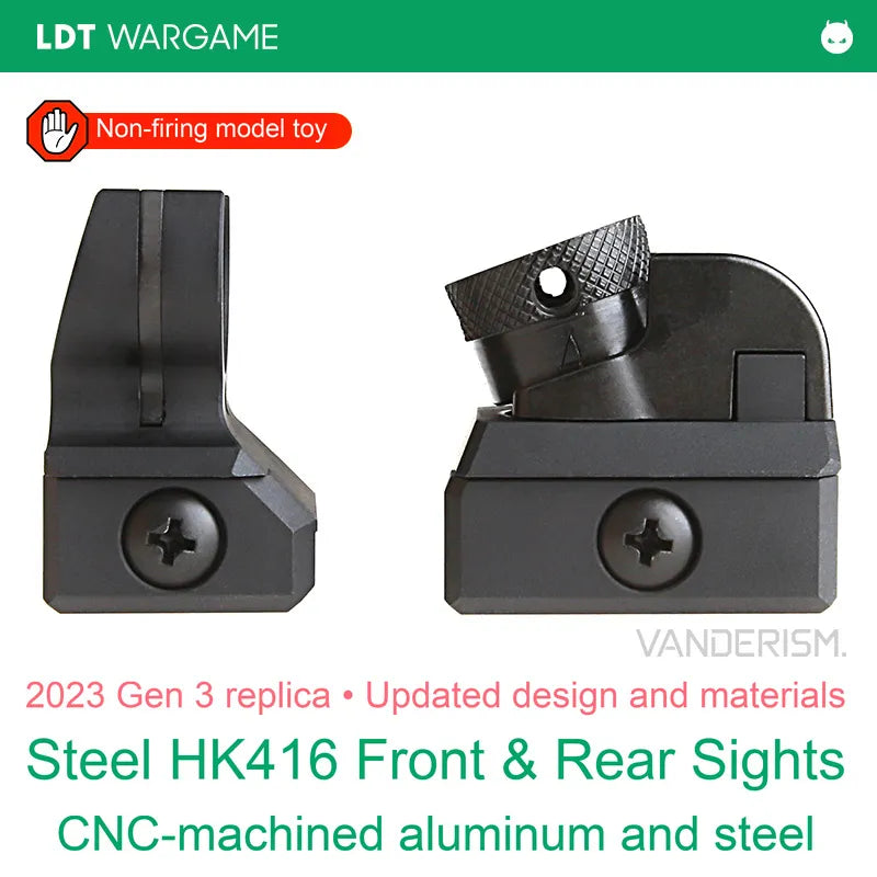 HK416 Gen 3 Replica Front and Rear Sights, CNC Aluminum and Steel (Pre-Order 50 Hari)
