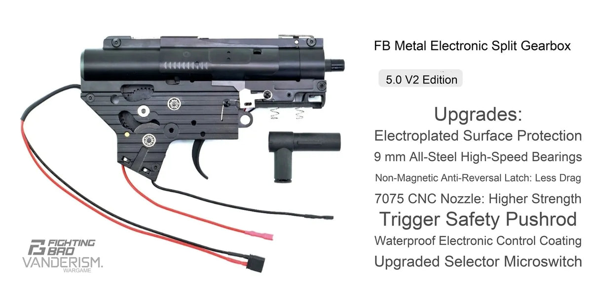 FB V5.0 V2 Split Metal Gearbox with Electronic Fire Control | Gel Blaster WGG WGB (Pre-Order 50 Hari)