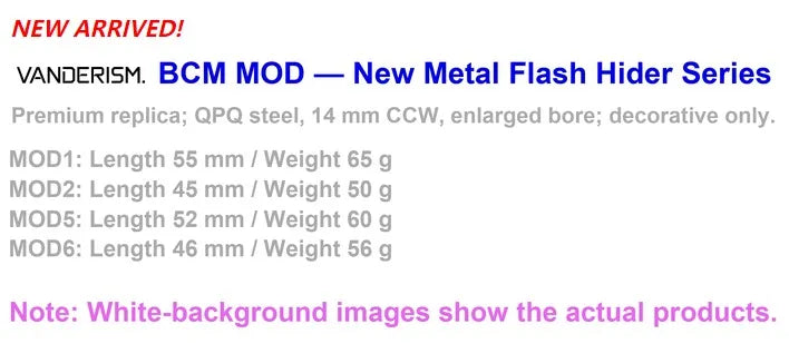 BCM MOD Steel Flash Hiders 14mm CCW | Gel Blaster WGG WGB Airsoft (Pre-Order 50 Hari)
