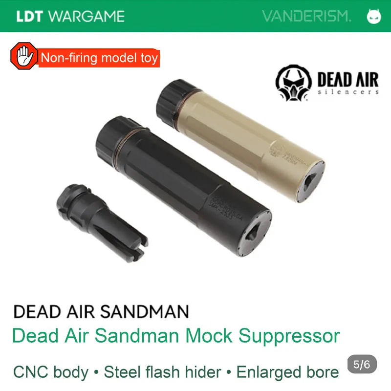 DEAD AIR SANDMAN Decorative Suppressor, Enlarged-Bore Version with Steel Mock Muzzle Device (Pre-Order 50 Hari)