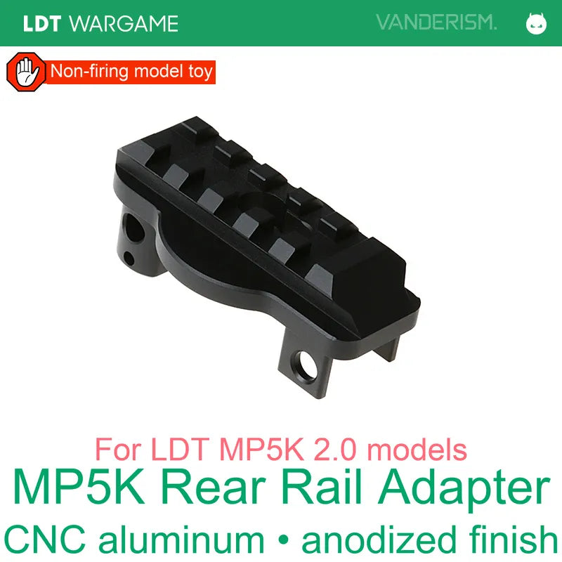MP5K 2.0 CNC Hard-Anodized Aluminum Rear Rail Adapter for Toy Models (Pre-Order 50 Hari)
