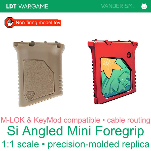 Si Angled MINI Short Vertical Foregrip Replica with Cable Routing, MLOK / KEYMOD (Pre-Order 50 Hari)
