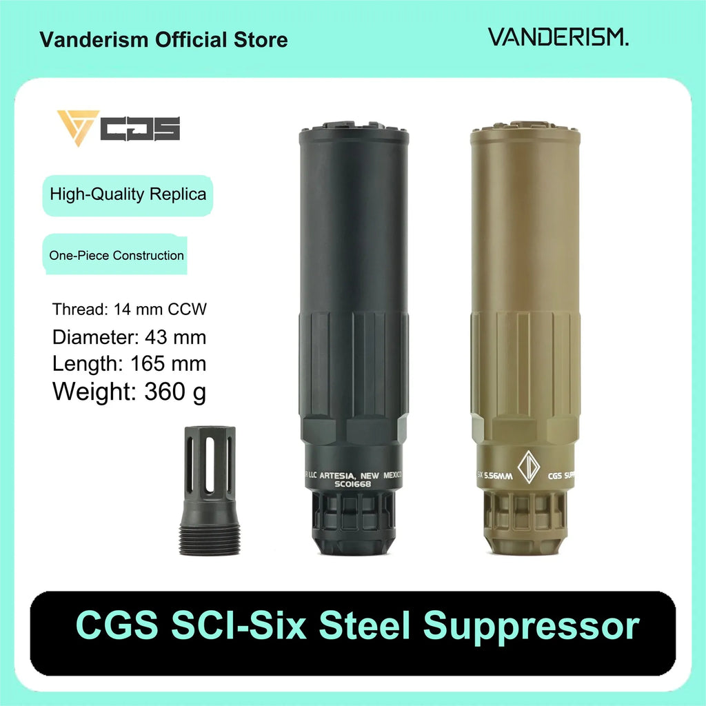 CGS SCI Six Steel Flash Hider and Mock Suppressor Set | Gel Blaster WGG WGB Airsoft (Pre-Order 50 Hari)