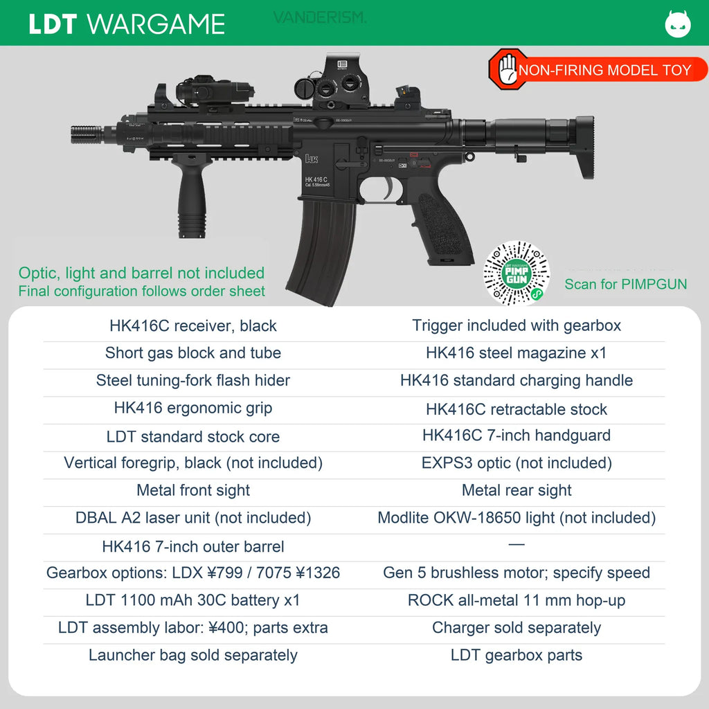 LDX HK416D Plus / HK416C Plus Assembled Gel Blaster with Gen 2 LDX Gearbox, from 4403 (Pre-Order 50 Hari)