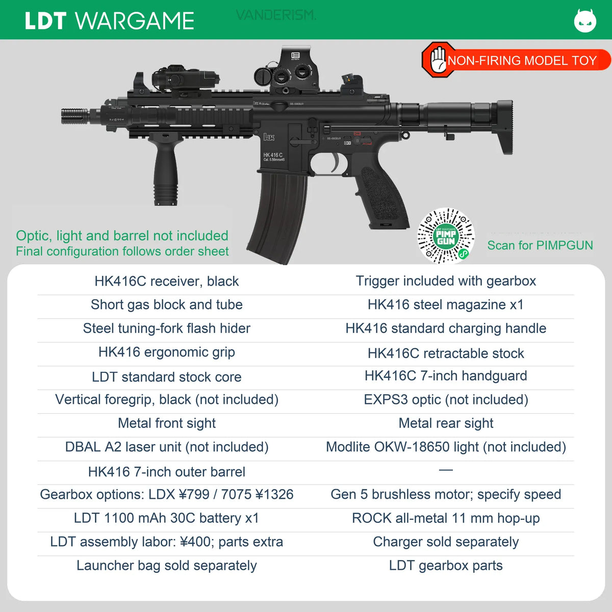 LDX HK416D Plus / HK416C Plus Assembled Gel Blaster with Gen 2 LDX Gearbox, from 4403 (Pre-Order 50 Hari)