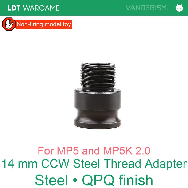 LDT MP5/MP5K Steel 14mm CCW Thread Adapter for Toy Models (Pre-Order 50 Hari)