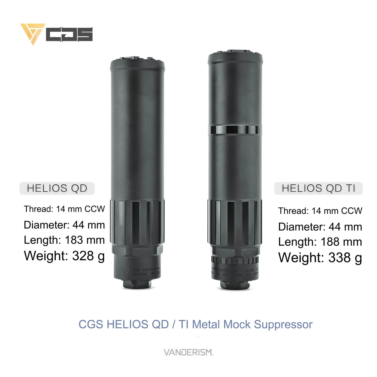 CGS HELIOS QD TI Metal Mock Suppressor | Gel Blaster WGG WGB Airsoft (Pre-Order 50 Hari)