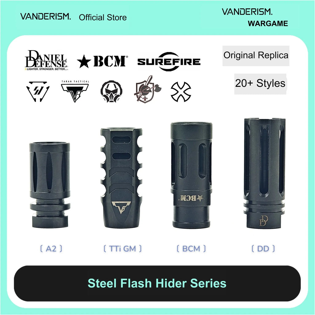 QPQ Steel Flash Hider Collection 14mm CCW (Pre-Order 50 Hari)