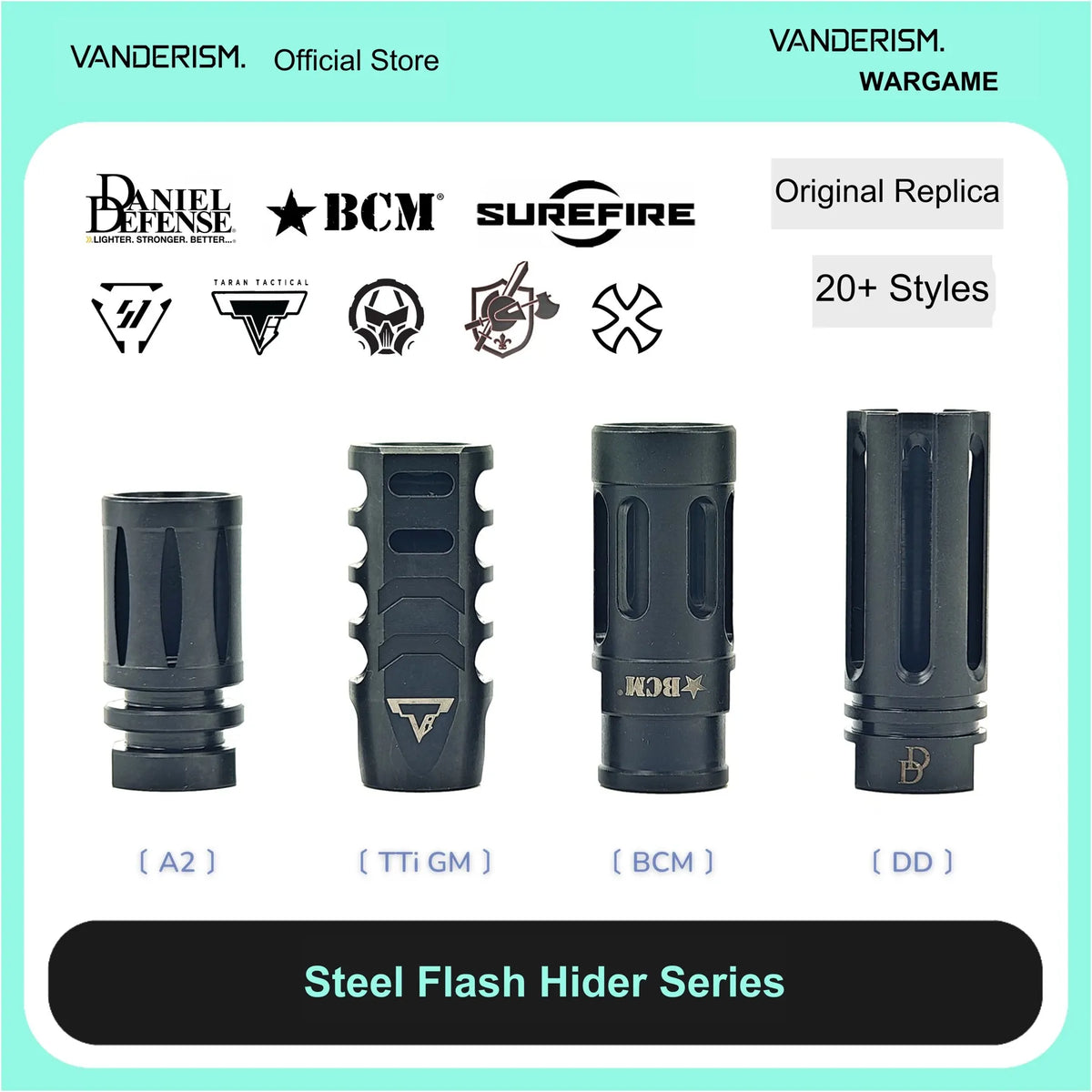 QPQ Steel Flash Hider Collection 14mm CCW (Pre-Order 50 Hari)