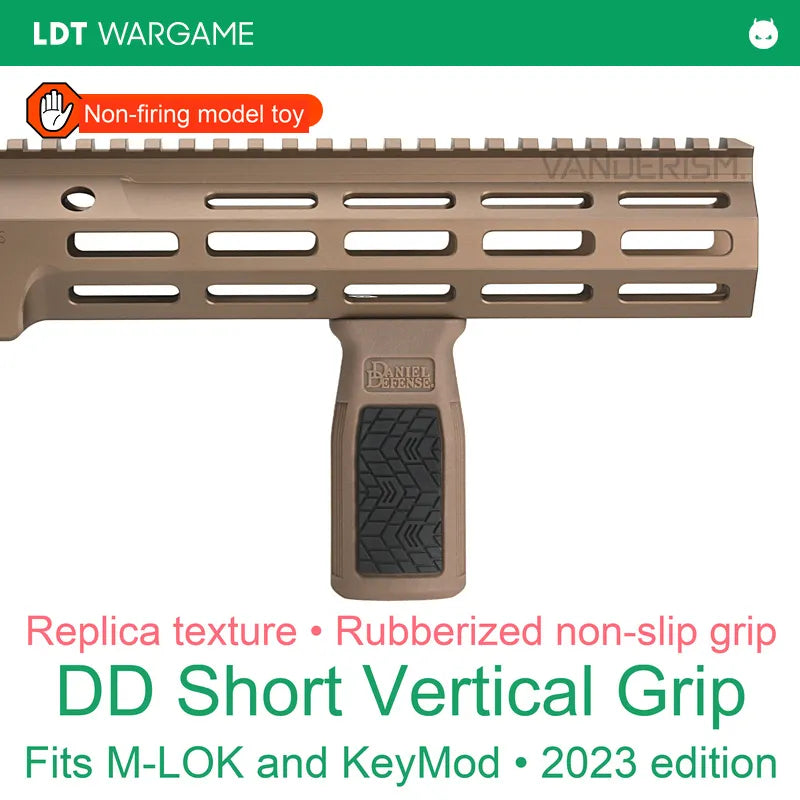 DD Rubber-Overmolded Short Vertical Foregrip Replica, MLOK / KEYMOD (Pre-Order 50 Hari)
