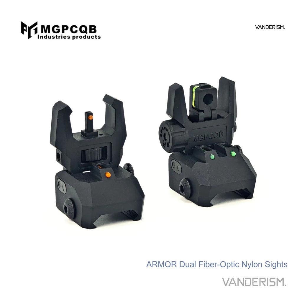 MGPCQB ARMOR Glow Fiber Optic Flip Up Sights | Gel Blaster WGG WGB Airsoft (Pre-Order 50 Hari)