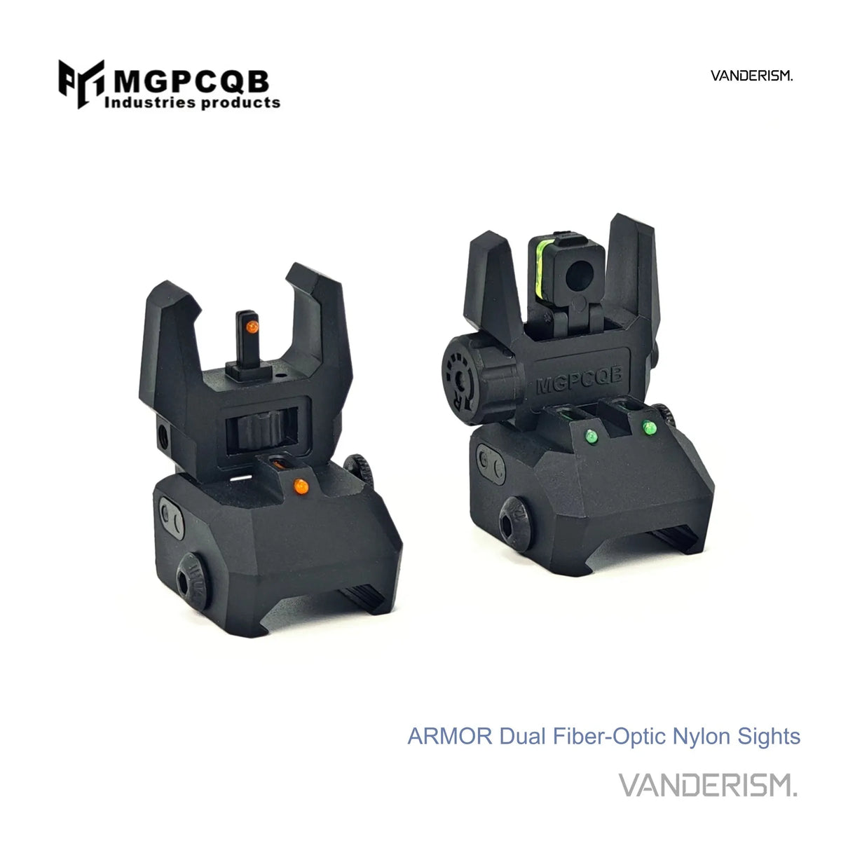 MGPCQB ARMOR Glow Fiber Optic Flip Up Sights | Gel Blaster WGG WGB Airsoft (Pre-Order 50 Hari)