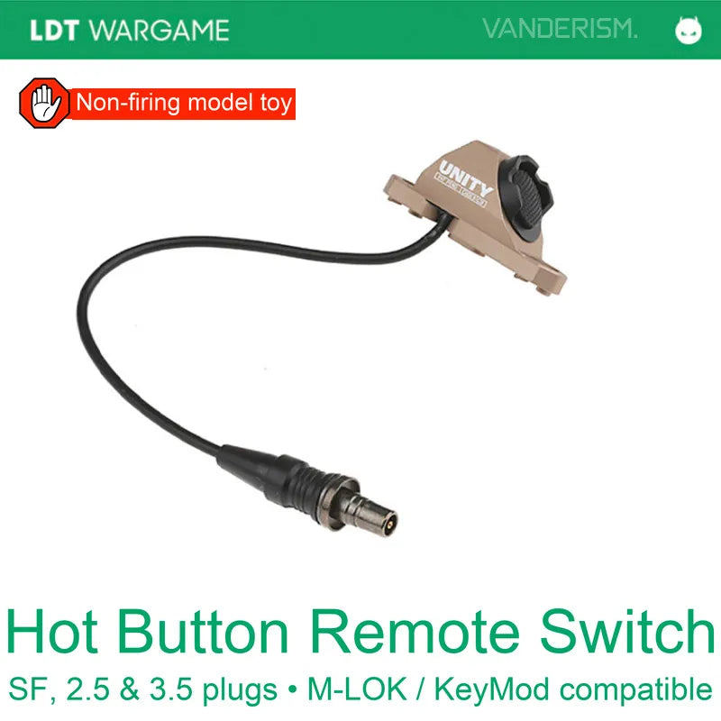 Hot Button Metal Remote Switch, MLOK / KEYMOD, Three Connector Types (Pre-Order 50 Hari)