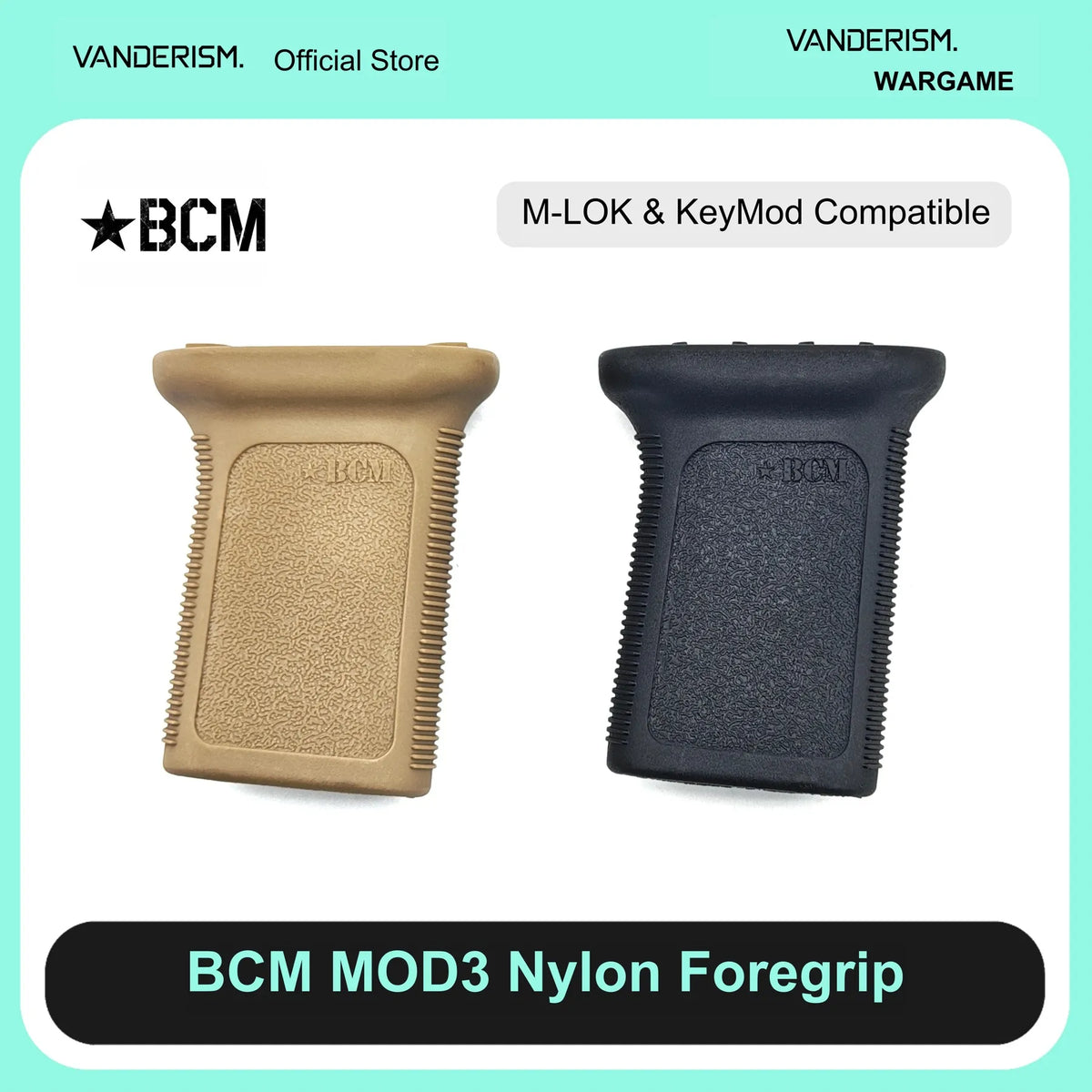 BCM MOD3 Nylon Foregrip M LOK and KeyMod (Pre-Order 50 Hari)