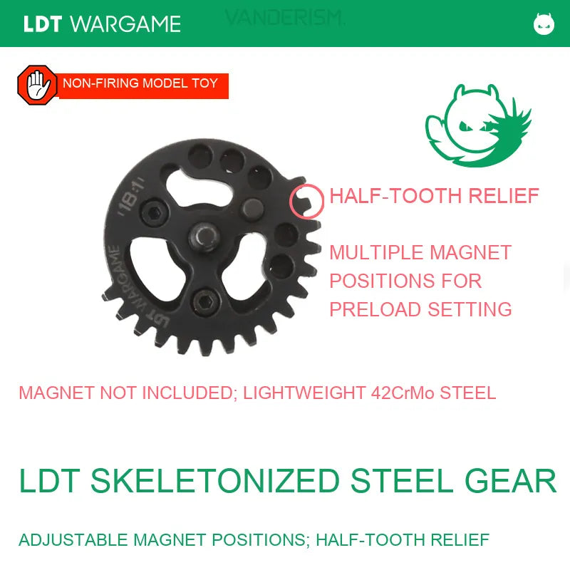 LDT Lightweight Skeletonized 42CrMo Machined Steel Gears, Magnet Included (Pre-Order 50 Hari)